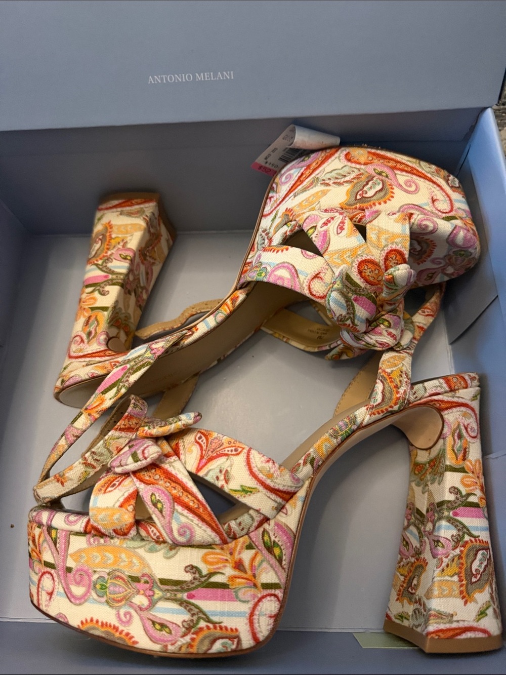 ANTONIO MELANI Multicolor Paisley Knot Platform Sandals